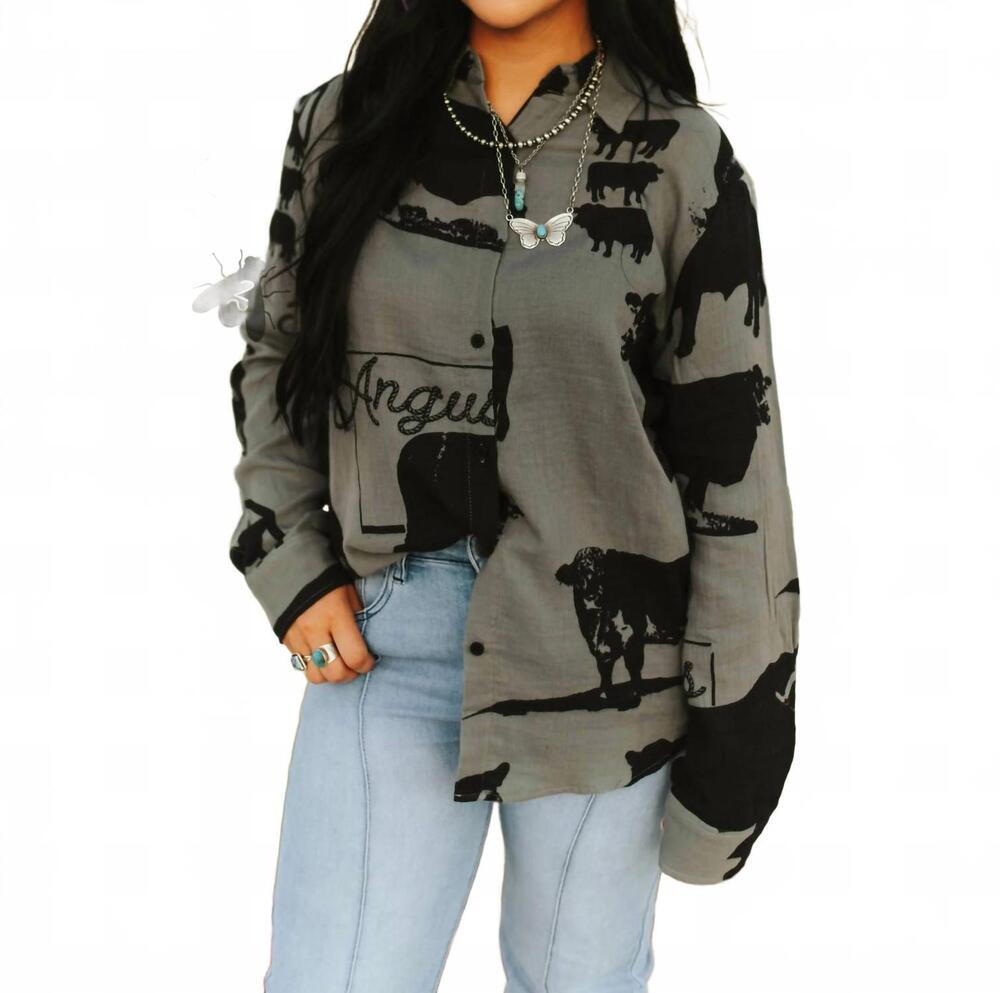 NEW 2FLYCO angus alley button up top in grey